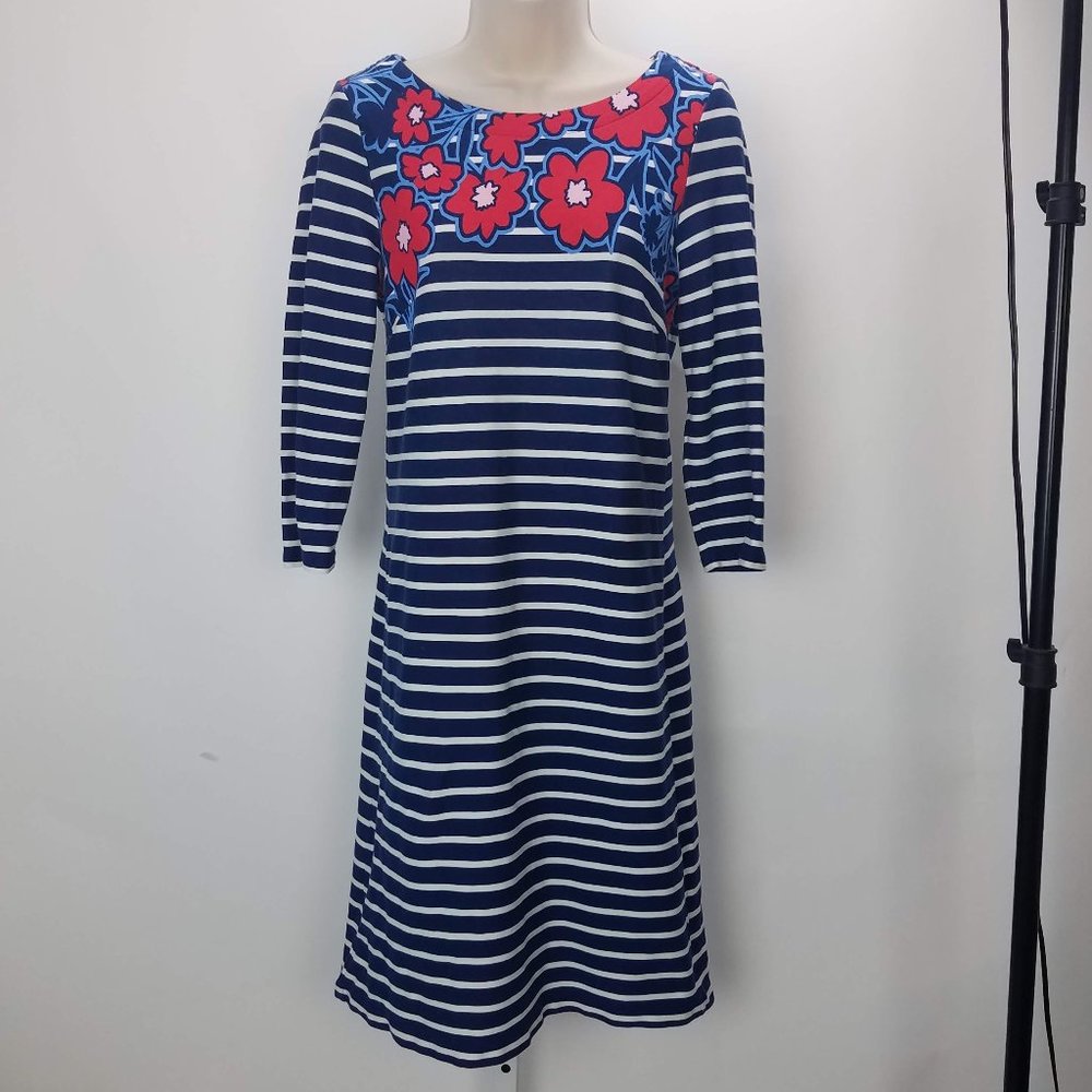 Talbots Striped Midi Dress Petite S Blue